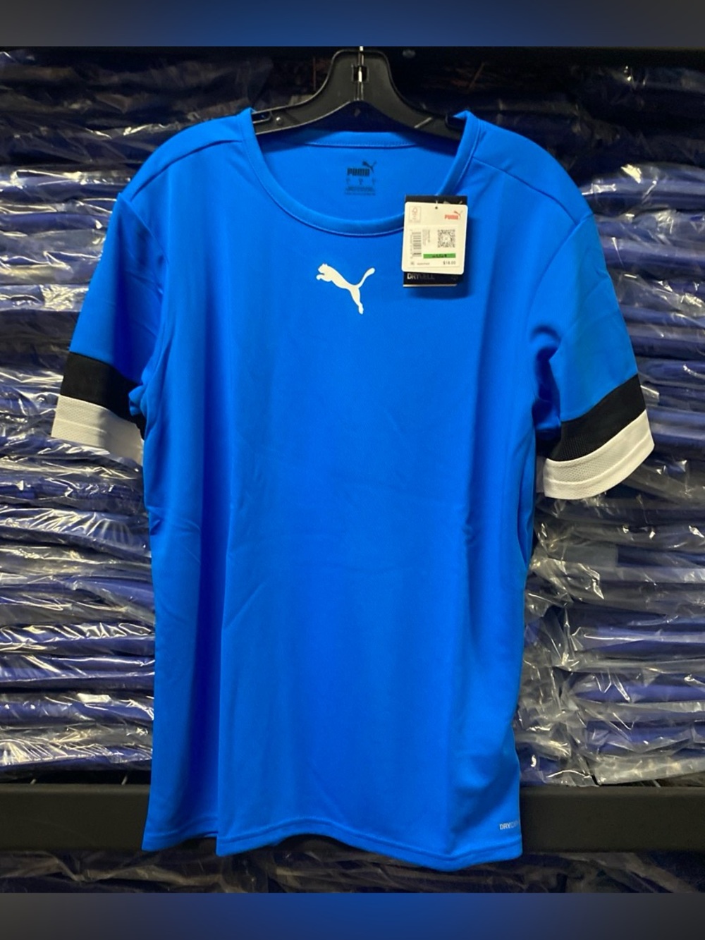 PUMA TeamRise DryCELL Jersey Men’s L Blue/White/Black Short Sleeve NWT 704932-02